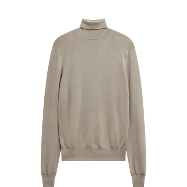 The Frankie Shop Eve Thin Turtleneck Sweater - Taupe - Oversized Minimalist Knitwear in Brown - Shop at Coveti