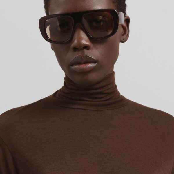 The Frankie Shop Evren Sheer Turtleneck - Brown - Oversized Minimalist Knitwear in Brown - Shop at Coveti