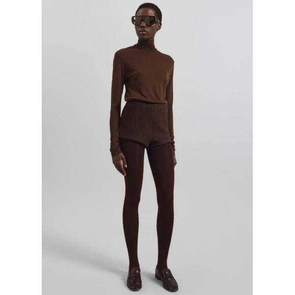 The Frankie Shop Evren Sheer Turtleneck – Brown Knit, view 4