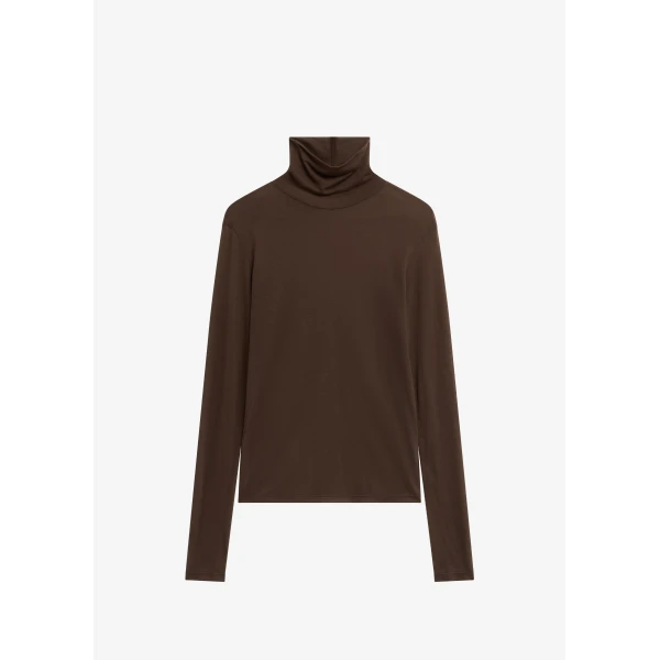 The Frankie Shop Evren Sheer Turtleneck – Brown Knit, view 8