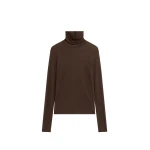The Frankie Shop Evren Sheer Turtleneck - Brown - Oversized Minimalist Knitwear in Brown - Shop at Coveti