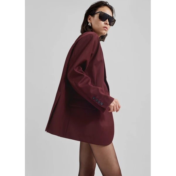 The Frankie Shop Frankie Oversized Boyfriend Blazer – Burgundy, view 5
