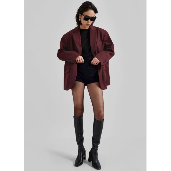 The Frankie Shop Frankie Oversized Boyfriend Blazer – Burgundy, view 6