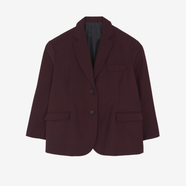 The Frankie Shop Frankie Oversized Boyfriend Blazer - Burgundy - Oversized Minimalist Jackets in Red - Shop at Coveti
