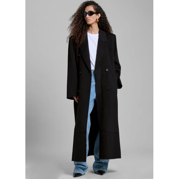 The Frankie Shop Gaia Double Breasted Coat – Black, view 2