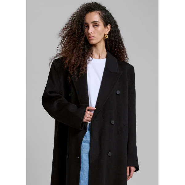 The Frankie Shop Gaia Double Breasted Coat – Black, view 3