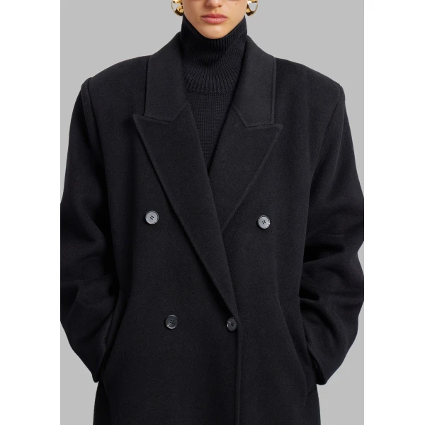 The Frankie Shop Gaia Double Breasted Coat – Black, view 4