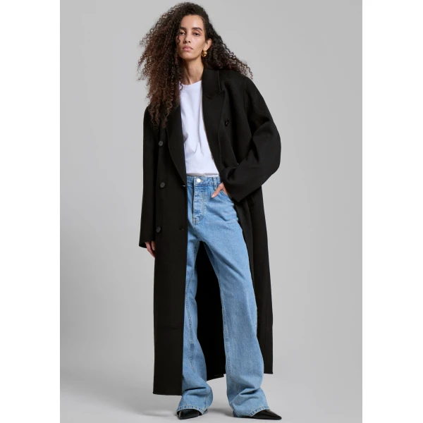 The Frankie Shop Gaia Double Breasted Coat – Black, view 5