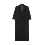 The Frankie Shop Gaia Double Breasted Coat - Black - Oversized Minimalist Coats in Black - Shop at Coveti