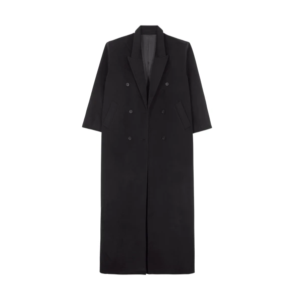The Frankie Shop Gaia Double Breasted Coat - Black - Oversized Minimalist Coats in Black - Shop at Coveti