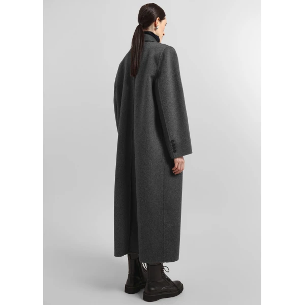 The Frankie Shop Gaia Double Breasted Coat – Dark Grey Melange, view 8