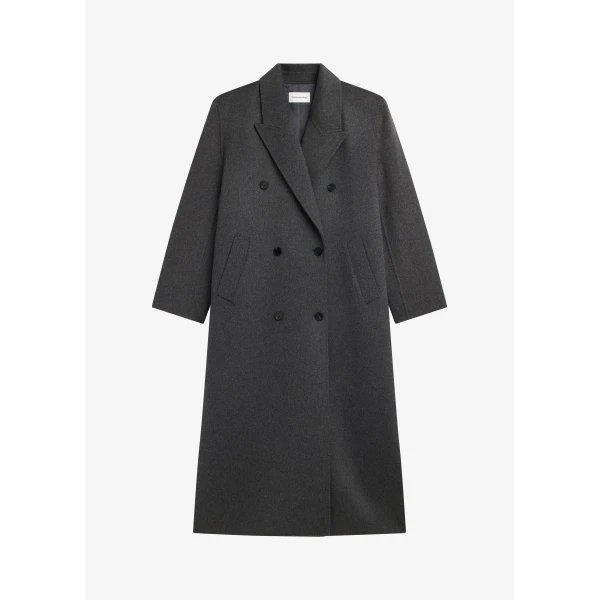 The Frankie Shop Gaia Double Breasted Coat – Dark Grey Melange, view 9