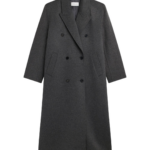 The Frankie Shop Gaia Double Breasted Coat - Dark Grey Melange - Oversized Minimalist Coats in Grey - Shop at Coveti
