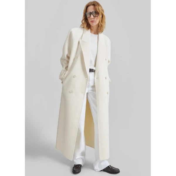 The Frankie Shop Gaia Double Breasted Coat – Ivory, view 2