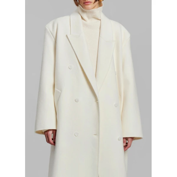 The Frankie Shop Gaia Double Breasted Coat – Ivory, view 5