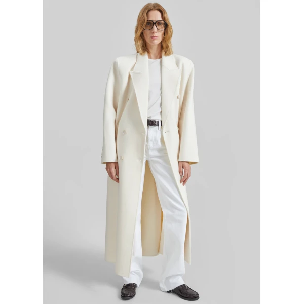 The Frankie Shop Gaia Double Breasted Coat – Ivory, view 6