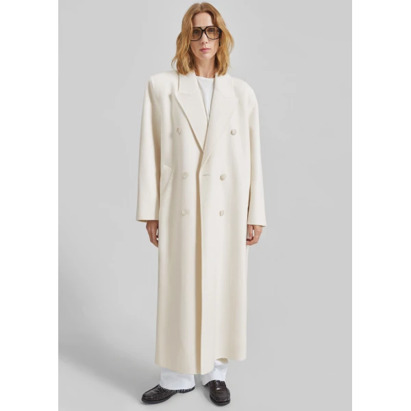 The Frankie Shop Gaia Double Breasted Coat – Ivory, view 7