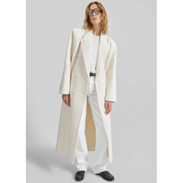 The Frankie Shop Gaia Double Breasted Coat – Ivory, view 8