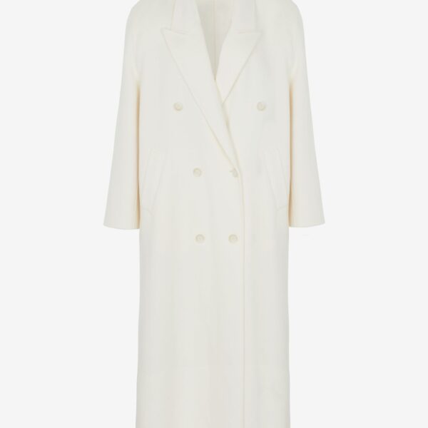 The Frankie Shop Gaia Double Breasted Coat - Ivory - Oversized Minimalist Coats in Ivory - Shop at Coveti