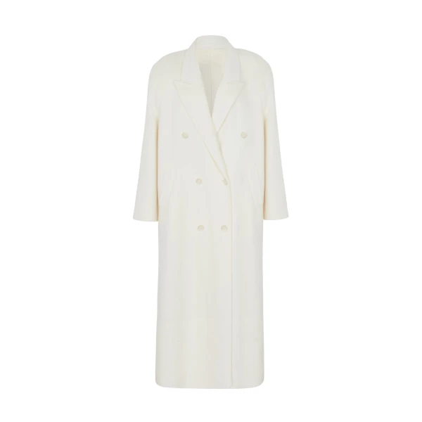 The Frankie Shop Gaia Double Breasted Coat - Ivory - Oversized Minimalist Coats in Ivory - Shop at Coveti