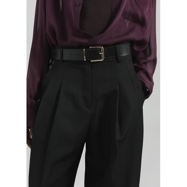 The Frankie Shop Gelso Pleated Twill Trousers – Black, view 4