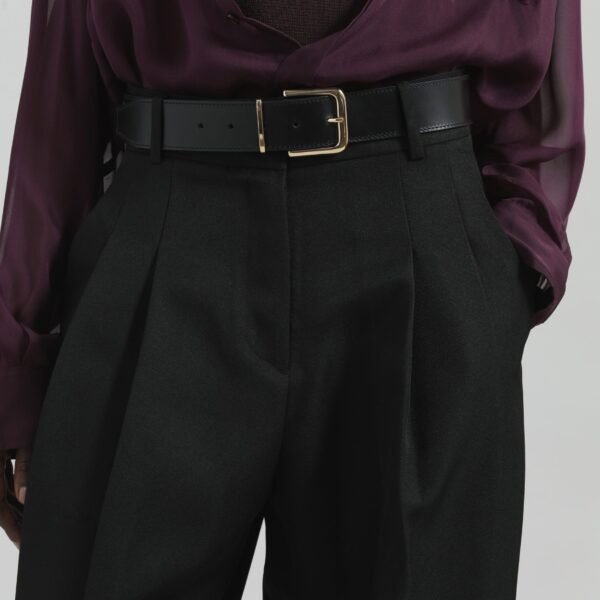 The Frankie Shop Gelso Pleated Twill Trousers - Black - Oversized Minimalist Pants in Black - Shop at Coveti