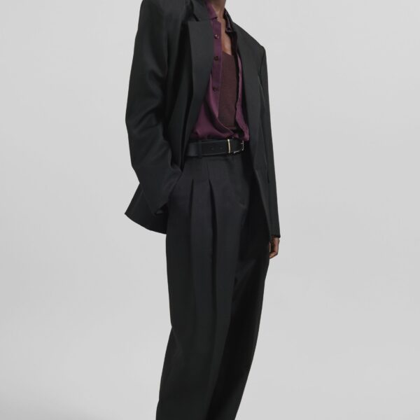 The Frankie Shop Gelso Pleated Twill Trousers - Black - Oversized Minimalist Pants in Black - Shop at Coveti