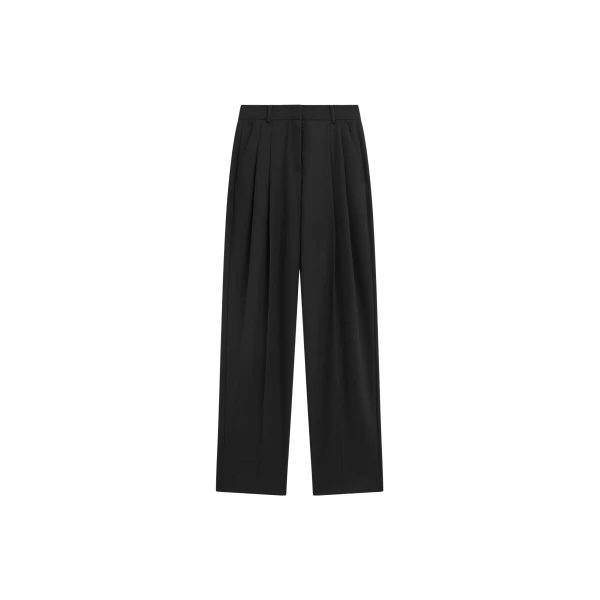The Frankie Shop Gelso Pleated Twill Trousers - Black - Oversized Minimalist Pants in Black - Shop at Coveti