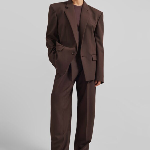 The Frankie Shop Gelso Pleated Twill Trousers - Brown - Oversized Minimalist Pants in Brown - Shop at Coveti