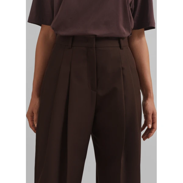 The Frankie Shop Gelso Pleated Twill Trousers – Brown, view 5