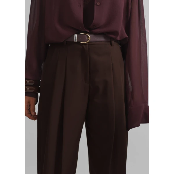The Frankie Shop Gelso Pleated Twill Trousers – Brown, view 6