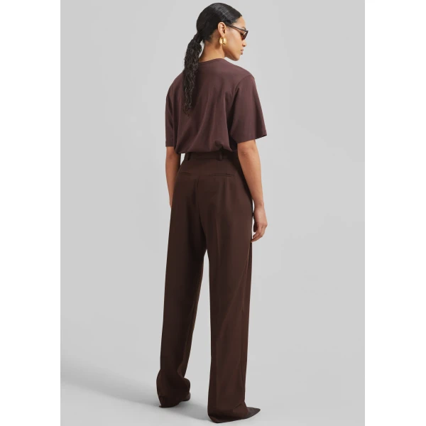 The Frankie Shop Gelso Pleated Twill Trousers – Brown, view 9