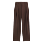 The Frankie Shop Gelso Pleated Twill Trousers - Brown - Oversized Minimalist Pants in Brown - Shop at Coveti
