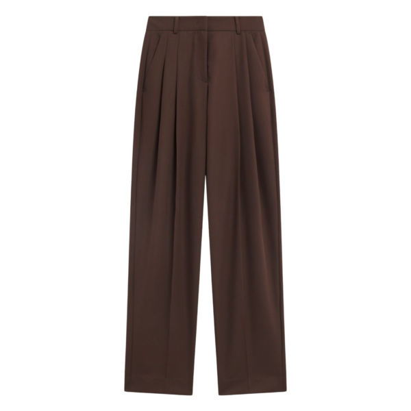 The Frankie Shop Gelso Pleated Twill Trousers - Brown - Oversized Minimalist Pants in Brown - Shop at Coveti