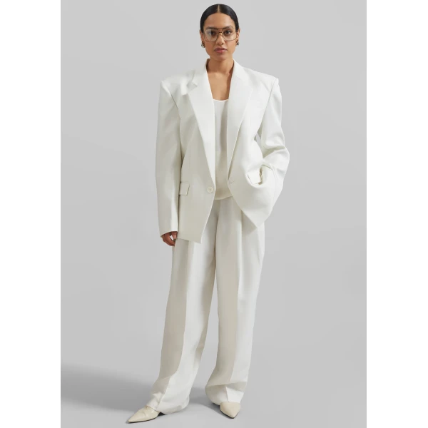 The Frankie Shop Gelso Pleated Twill Trousers – White, view 5