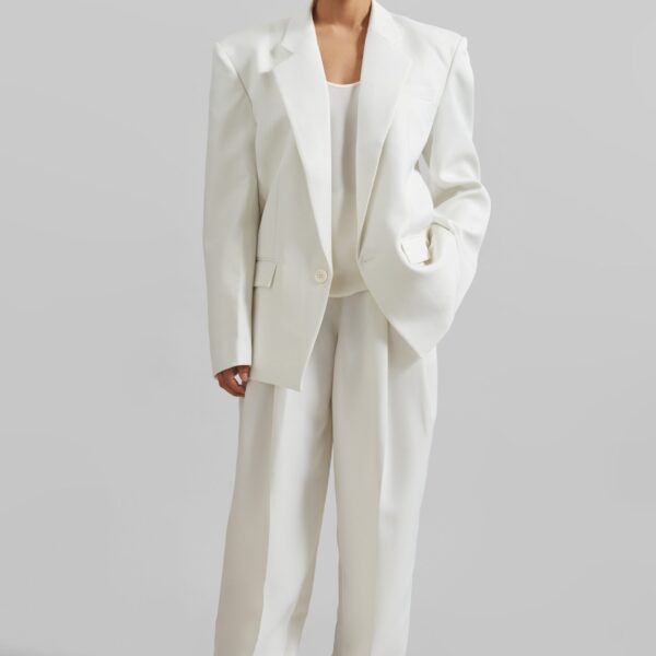 The Frankie Shop Gelso Pleated Twill Trousers - White - Oversized Minimalist Pants in White - Shop at Coveti