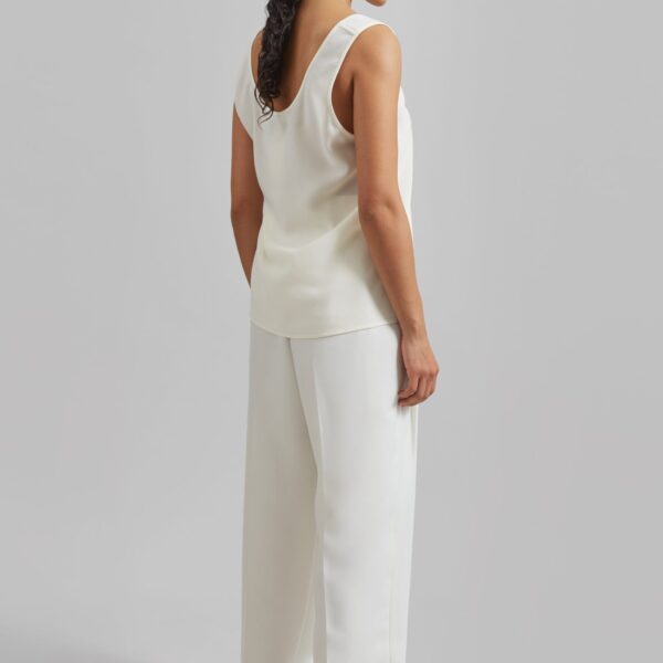 The Frankie Shop Gelso Pleated Twill Trousers - White - Oversized Minimalist Pants in White - Shop at Coveti