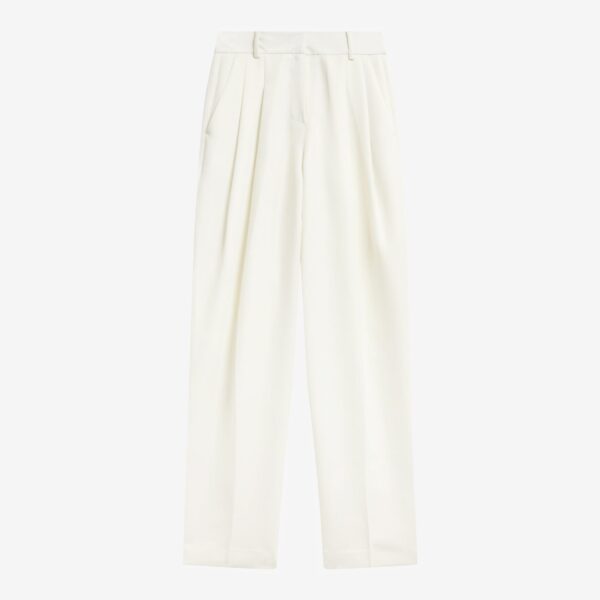 The Frankie Shop Gelso Pleated Twill Trousers - White - Oversized Minimalist Pants in White - Shop at Coveti