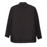 The Frankie Shop Georgia Wool Blend Shirt - Brown - Oversized Minimalist Tops in Brown - Shop at Coveti