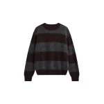 The Frankie Shop Gimel Mohair Sweater - Grey/Brown Stripe - Oversized Minimalist Knitwear in Brown - Shop at Coveti
