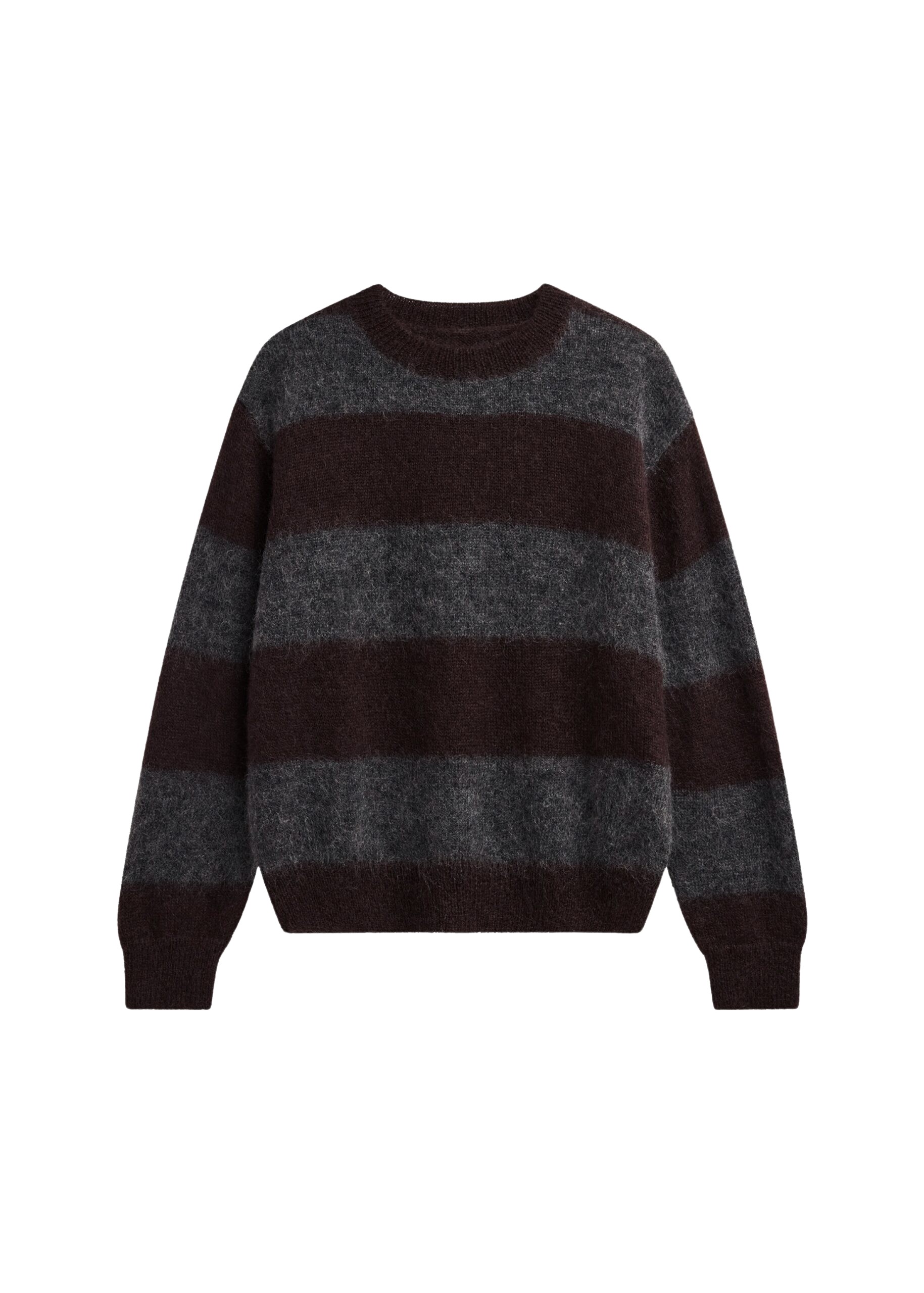 The Frankie Shop Gimel Mohair Sweater - Grey/Brown Stripe - Oversized Minimalist Knitwear in Brown - Shop at Coveti