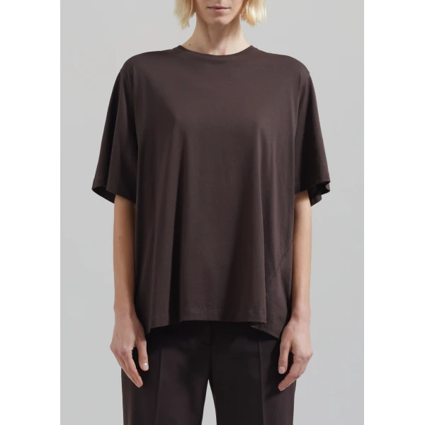 The Frankie Shop Harper Soft Organic T-Shirt – Brown Top, view 3
