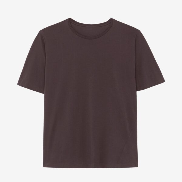 The Frankie Shop Harper Soft Organic T-Shirt - Brown - Oversized Minimalist Tops in Brown - Shop at Coveti
