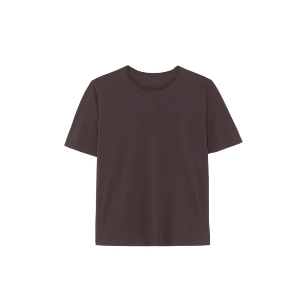 The Frankie Shop Harper Soft Organic T-Shirt - Brown - Oversized Minimalist Tops in Brown - Shop at Coveti