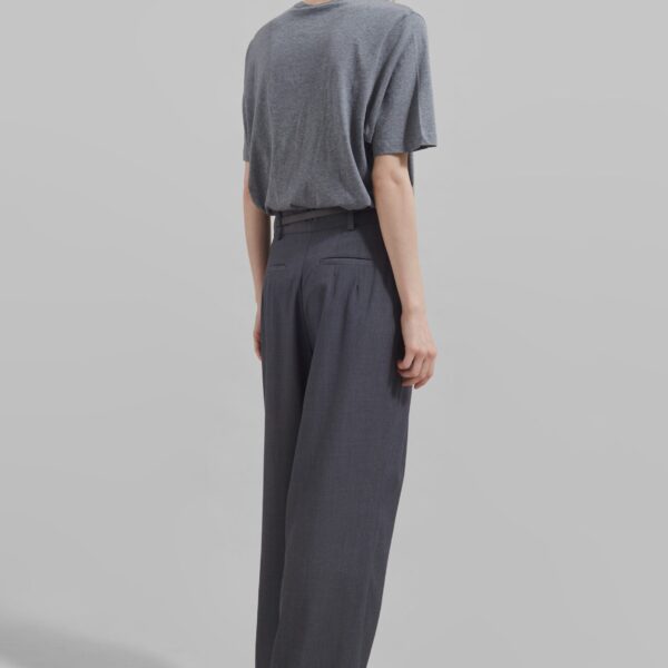 The Frankie Shop Harper Soft Organic T-Shirt - Dark Grey Melange - Oversized Minimalist Tops in Grey - Shop at Coveti