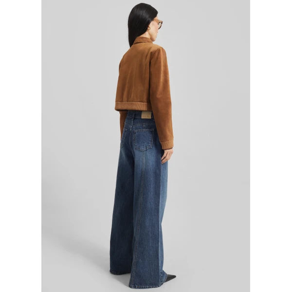 The Frankie Shop Hartford Suede Short Jacket – Dark Camel, view 8
