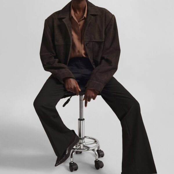 The Frankie Shop Hester Faux Suede Jacket - Brown - Oversized Minimalist Jackets in Brown - Shop at Coveti