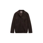 The Frankie Shop Hester Faux Suede Jacket - Brown - Oversized Minimalist Jackets in Brown - Shop at Coveti