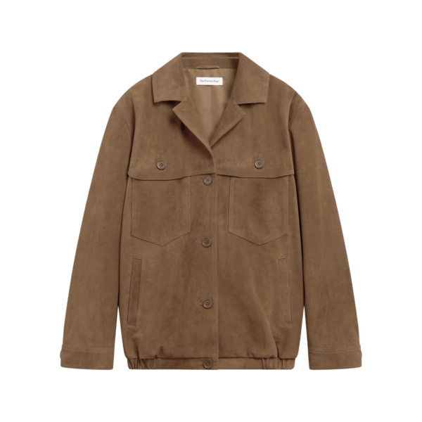 The Frankie Shop Hester Faux Suede Jacket - Camel - Oversized Minimalist Jackets in Brown - Shop at Coveti