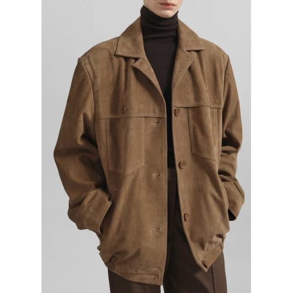 The Frankie Shop Hester Faux Suede Jacket – Camel, view 6